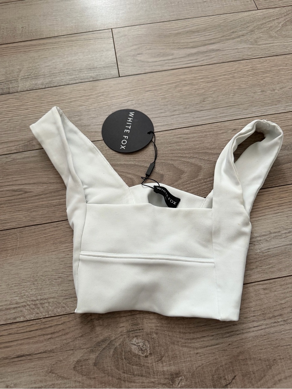 White Fox Boutique White Square-Neck Ribbed Crop Top
